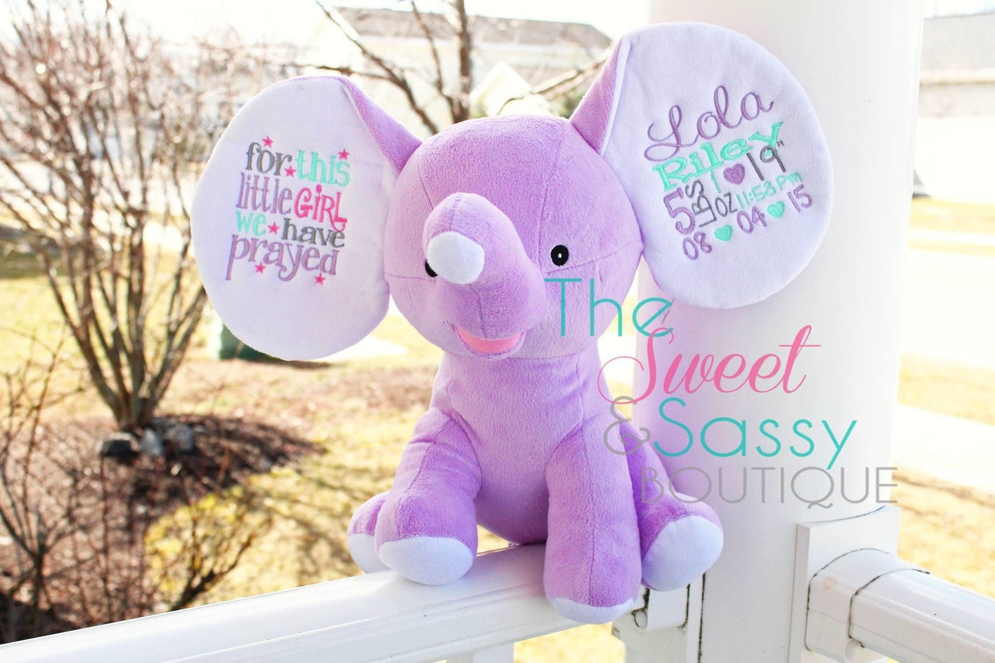 Purple elephant birth stat stuffy