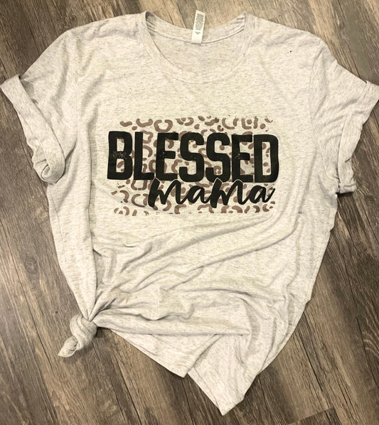 Blessed Mama Rose Gold Leopard Shirt