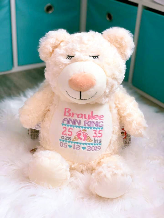 Angel bear birth announcement stuffy