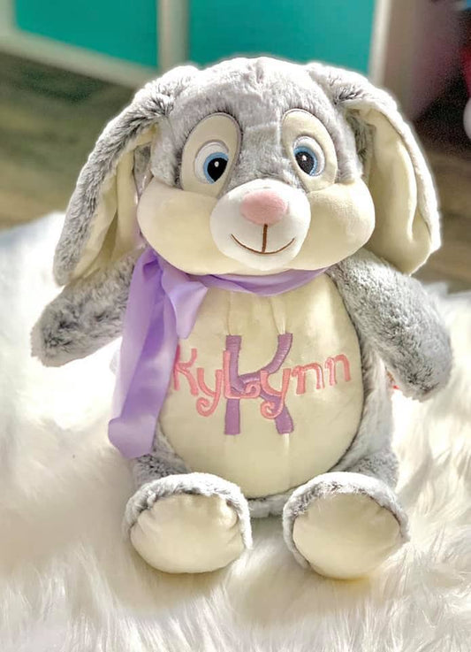 Bunny embroidered birth stat stuffy